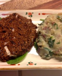 Veggie Burger and Sweet Potatoes Photo
