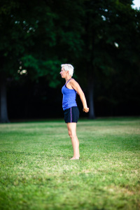 Yoga standing heart opener stretch picture